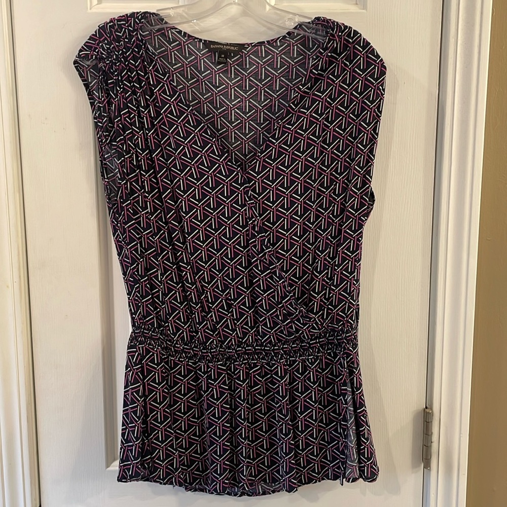Banana Republic Factory Sleeveless Geometric Wrap Blouse - M